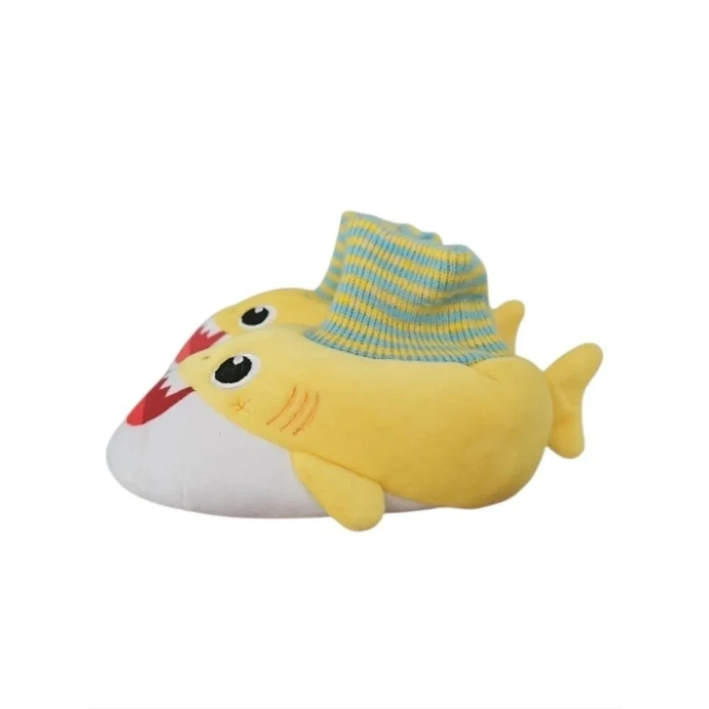 Baby Shark Plush Slippers Kids 5 6 Yellow Character House Shoes Non Slip Cozy